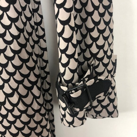 RACHEL Rachel Roy Trench Coat. Black/Taupe Geometric Print. Size M - Picture 4 of 14